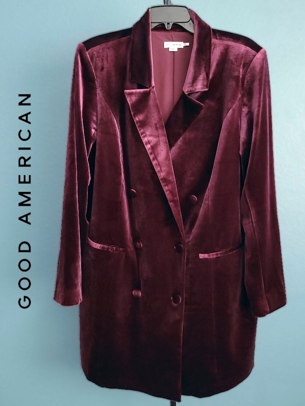 GOOD AMERICAN ~ Velvet Blazer Dress ~ Oxblood ~ NWT ~ 2XL (18W or Sz 6 GA)